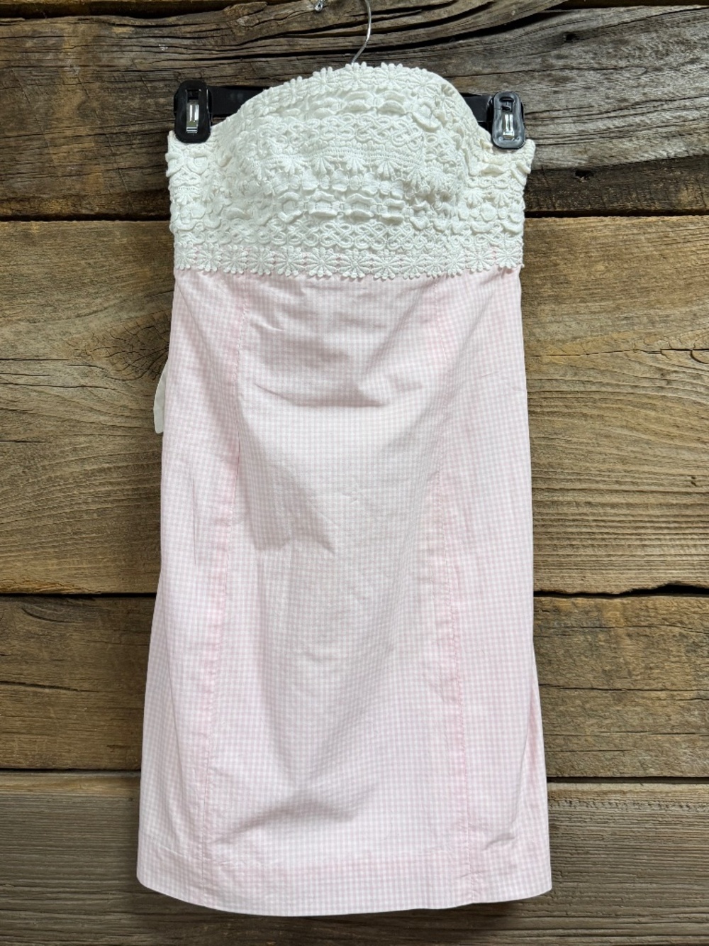 Lilly Pulitzer Strapless Gingham mini dress, Pink/White, Size 2